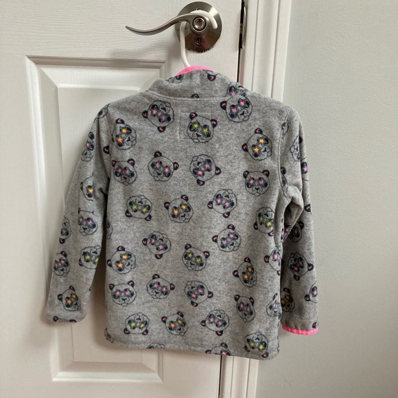 Cozy fleece size 4 for toddlers. It’s is grey with pink zipper & panda graphic. - Picture 2 of 5
